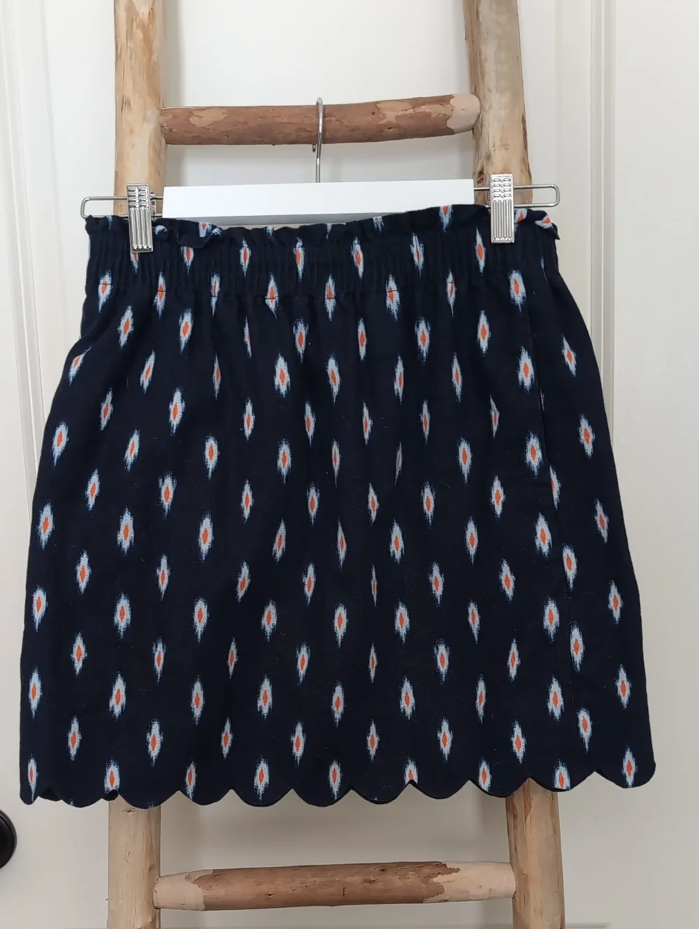 Navy Ikat Linen/Cotton Skirt - Size 2